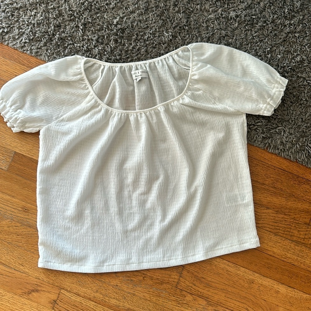 Madewell Peasant Texture & Thread White Top Size X Small
